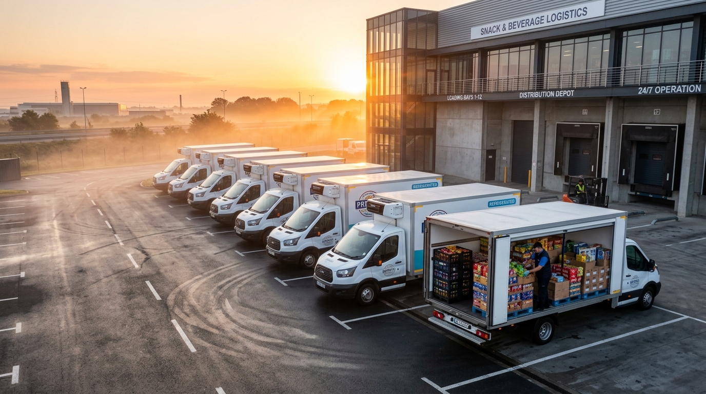 SnapRack Direct-Store Delivery Refrigerated Fleet at Distribution Depot